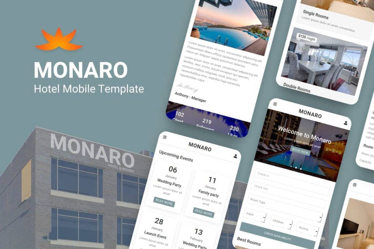 Monaro – 酒店手机模板