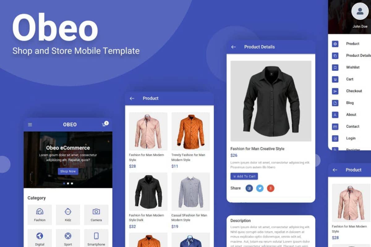 Obeo – 购物商城手机模板