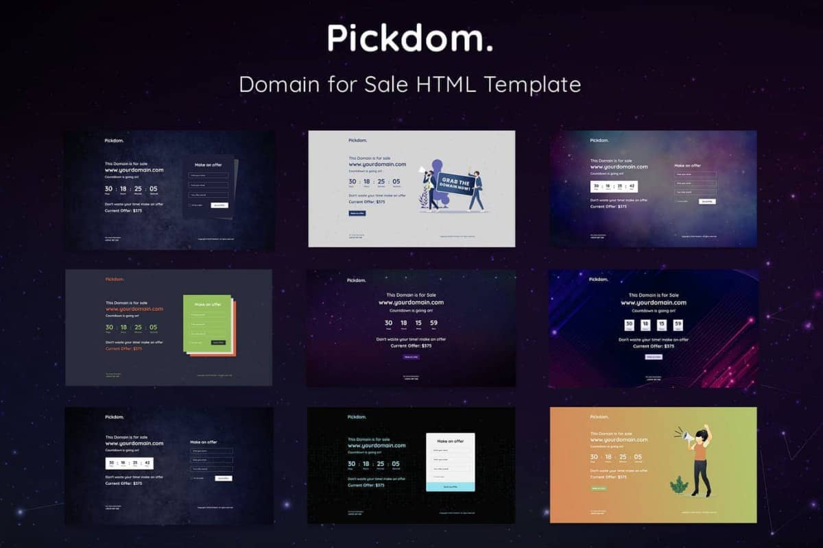 Pickdom – 域名出售中 HTML模板