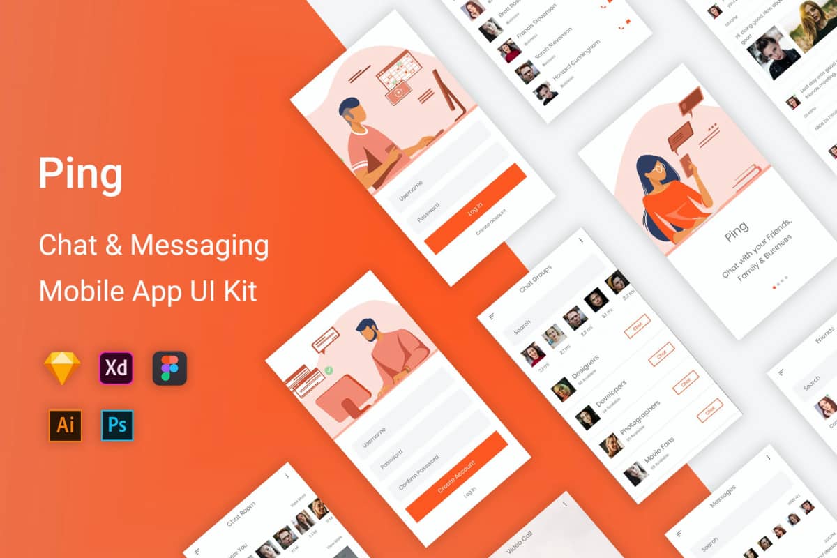 Ping – 聊天和分享手机 UI Kit