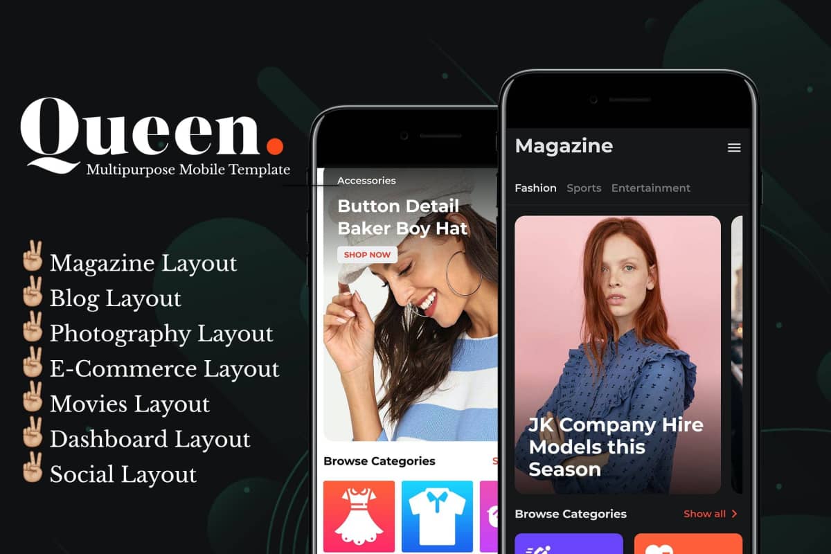 Queen-Multiconcept HTML Mobile App模板