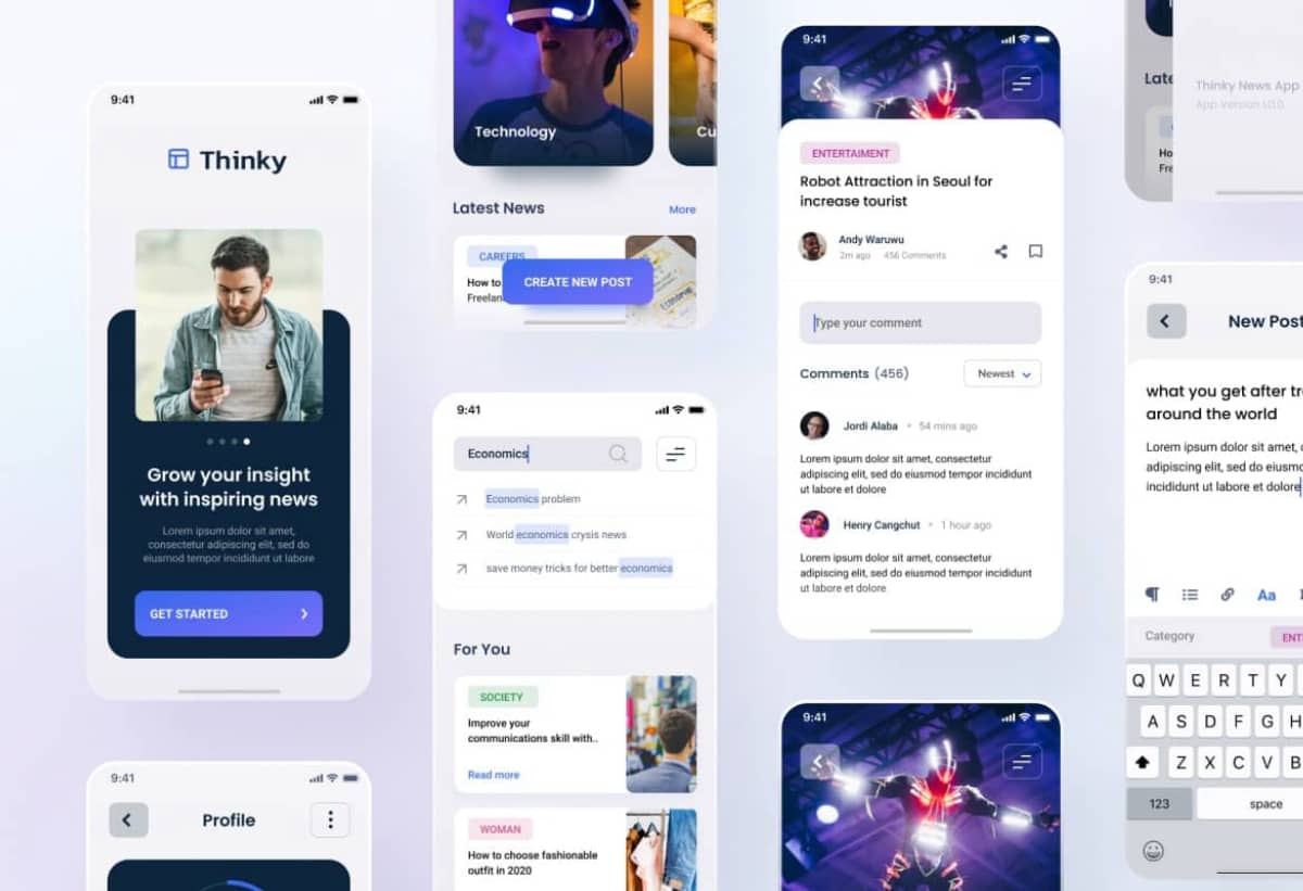 Thinky – 新闻博客 iOS App 设计模板
